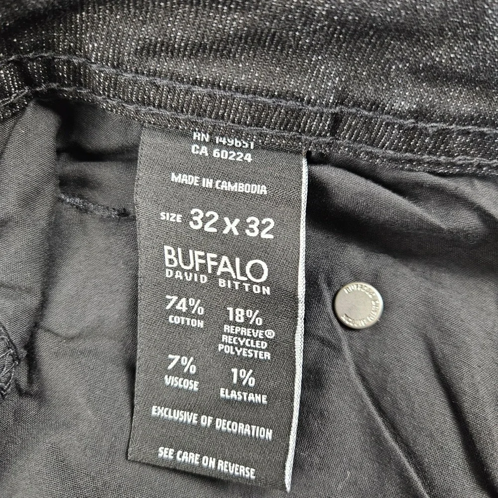 Buffalo David Bitton Jackson Straight Stretch Jeans Mens 32x32 Faded Black Denim - Picture 8 of 11